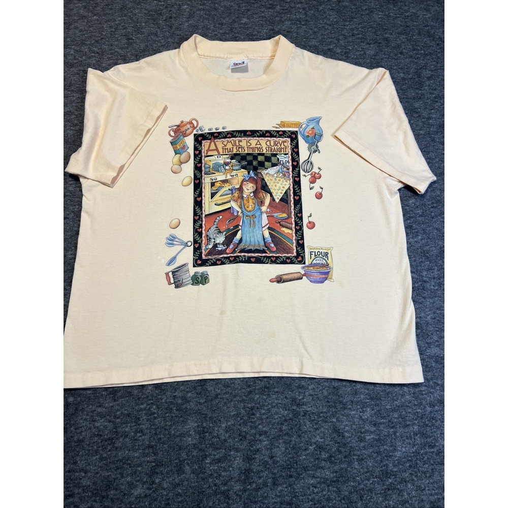 Vintage 90s Smile Graphic T Tee Single Stitch Adult XL ‎ 100% Cotton Made In USA